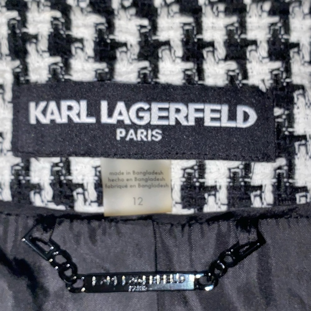 Karl Lagerfeld suit jacket, black & white, fringed edges, NWT! Women’s size 12 - Picture 3 of 7